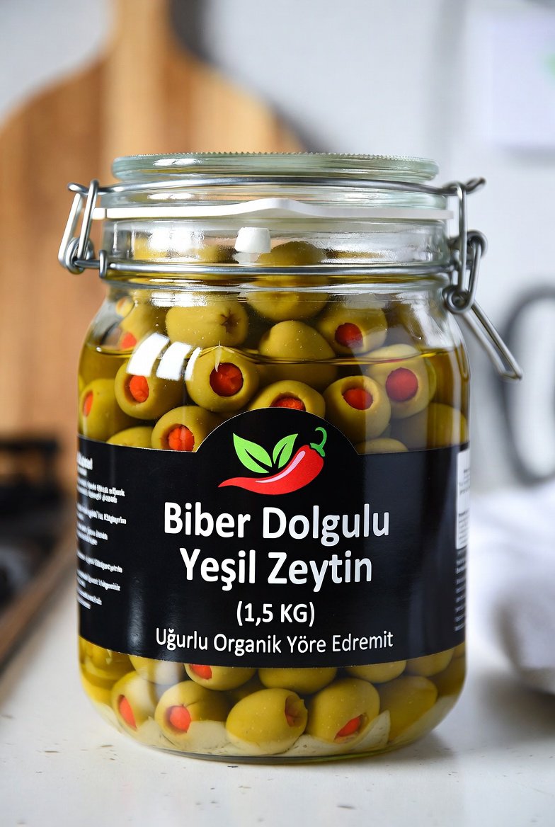 BİBER DOLGULU YEŞİL ZEYTİN (1 KG) - Görsel 2